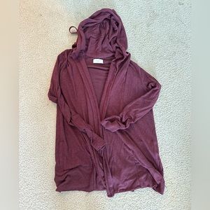 Z Supply Cranberry Marled Hooded Cardigan w/ Pockets